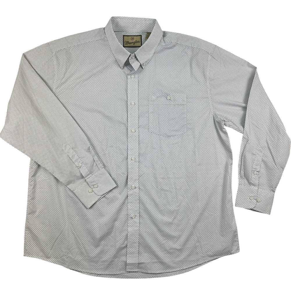 Wrangler Shirt Mens 2XL Button-Up White Geometric Western Long Sleeve